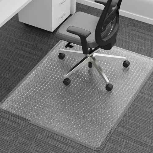 Chair Mat for Carpet, 36" x 48" Easy Glide Desk Chair Mat for Carpeted Floors, Beveled Edge Vinyl Mat with Grips, Heavy Duty Carpet Protector for Home Office, Clear