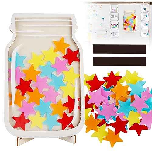 Magnetic Reward Jar, Classroom Reward Jar for Kids, Personalized Stars Reward Jar for Students Kids Behavior, Magnetic Reward Chart for Classroom Board Home