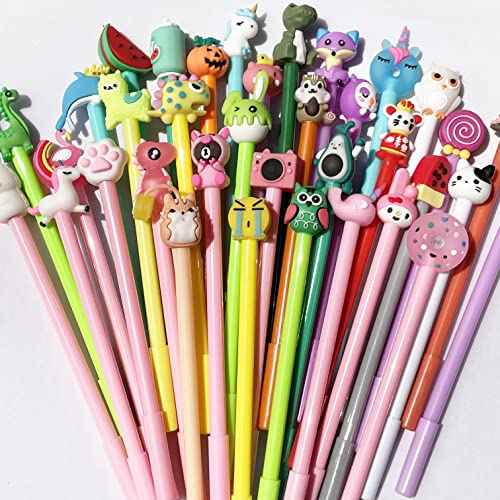 200 Pieces Cute Cartoon Black Gel Ink Pens Cartoon Animal Writing Pens 0.5 mm Assorted Styles Pens Stationery for School Office Home Student Kids Birthday Present
