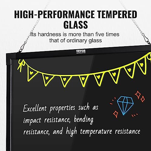 VEVOR 32 x 32 Inch LED Message Board with Remote, Neon Sign, Illuminated Chalkboard with 8 Fluorescent Markers