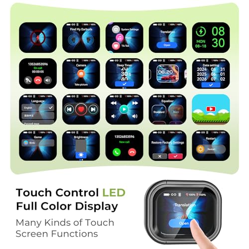 NE20 Earbuds, 2025 New NE20 AI Translation Earbuds in Real Time, Language Translator Headphones with LCD Touch Screen Audifonos Traductores Ingl?s Espa?ol Support 140 Languages for Travel Business