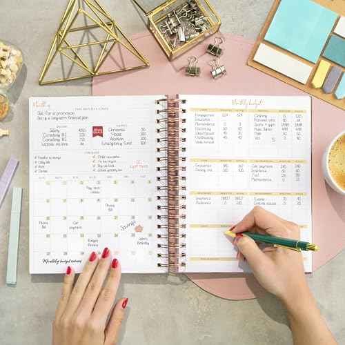 PLANBERRY Large Budget Planner & Monthly Bill Organizer with Pockets ? Budgeting Book, Finance & Expense Tracker, 8.3x9.4¡È (Rose Gold)