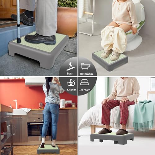 One Step Stool for Adults, Noctilucent Bed Step Stools, 650 LBS Capacity, Non-Slip Safety Step Platform Indoor and Outdoor for Seniors, Wide Step Stools Elderly Assistance at Night