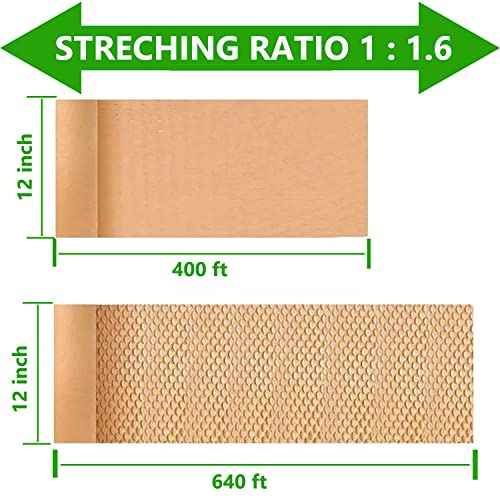Honeycomb Packing Paper Wrap 12"x400' Recycled Cushion Wrapping Roll Eco Friendly Shipping Moving Wrap Biodegradable Packaging Suppliers with 20 Fragile Sticker Labels