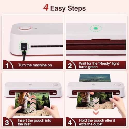 Bisofice A4 Laminator with 30 Laminating Films for A4/A5/A6, Thermal and Cold Laminating Machine with Paper Cutter, Corner Rounder and Punch, for School Office Family (White)