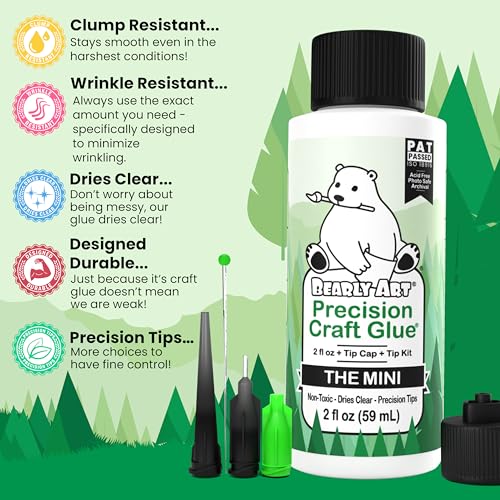 Bearly Art Precision Craft Glue 2 fl oz with Tip Kit - Clear, Archival