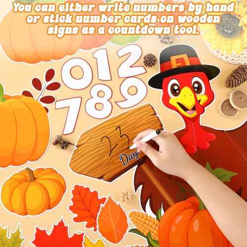 Thanksgiving Countdown Bulletin Board Decorations Fall Thanksgiving Turkey Paper Cutouts Autumn Maple Leaf Pumpkin Classroom Bulletin Board Set for Harvest Party School Chalkboard Wall Decor Supplies