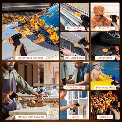 16-in-1 Electric Air Duster - 140000RPM Compressed Air Duster, 3 Gear Adjustable Jet Dry Blower, Air Blaster for Keyboard, PC, Car, Air Bed and Home Cleaning