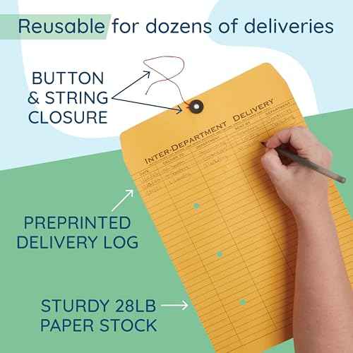 Blue Summit Supplies Interdepartment Envelopes with String Tie 10 x 13 Inches, Brown Kraft Interoffice Envelopes with string 10x13 ? Reuseable,100 Count