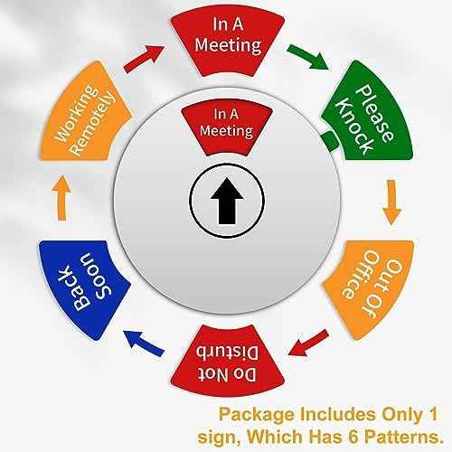 Office Door Sign- Do Not Disturb/Out of Office/Please Knock/In a Meeting/Working Remotely/Back Soon, Rotating Privacy Door Sign Conference, 6 Inch, Silver
