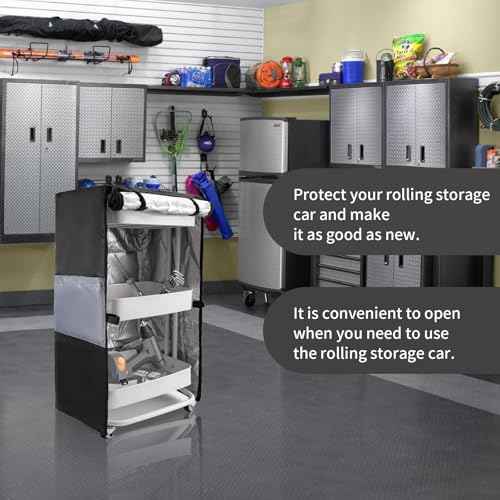 Utility Cart Cover & Utility Cart Accessories,Storage Pockets and Zipper, Fits 17" L x13 W x31 H Shelving Units, Indoor/Outdoor Use, Easy to Clean (Without Rolling Cart)