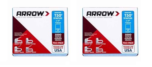 2 Pack of 5000, Color Grey, Model 508IP Genuine T50 1/2-Inch Staples, Part Number ARRT5012IP Manufacturer Arrow