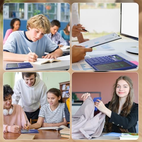 ROATEE Blue Desk Calculator with Erasable LCD Notepad - Portable Office & School Essential