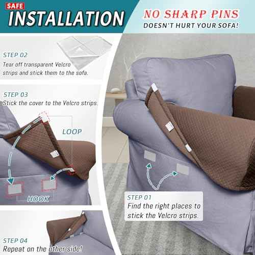 Roytub Stretch Couch Arm Covers, Breathable Armrest Cover for Sofas and Chairs Armrest Cover Keep Home Clean, Scratch-Resistant Sofa Arm Covers Protect and Decorate Your Sofa(Large, Chocolate, 2PCS)