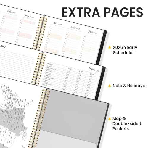 2026 Planner, Annecy Weekly £¦ Monthly Planner 2026, Jan. 2026 ? Dec. 2026, 8.5" x 11" Monthly Agenda Planner with Tabs, Waterproof Flexible Cover, Spiral Binding, Double-sided Pocket, Bookmark, Black