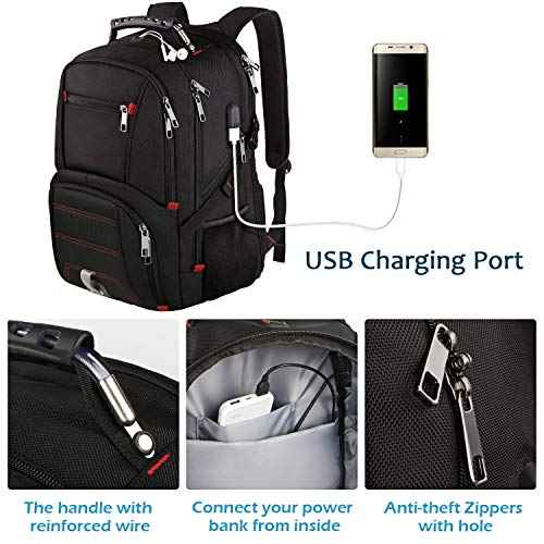 Jiefeike Travel Laptop Backpack,Extra Large Capacity TSA Friendly Anti Theft Backpacks with USB Charging Port,Water-Resistant Men Business College Computer Bookbag Fits 17 Inch Laptop&Notebook