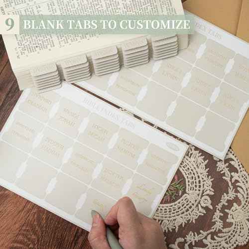 Bible Tabs for Women and Men, 75 Laminated Index Tabs with Embossed Gold Foil Lettering, Durable Neutral Bible Study Tabs for Easy Navigation, Bible Journaling Supplies