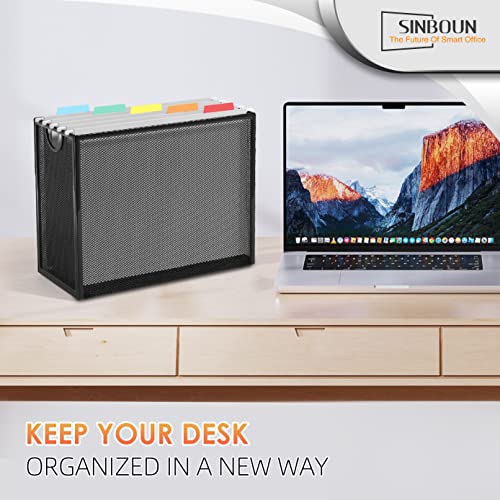Sinboun Hanging File Organizer with 5 Grey Letter Size Folders - Office Document Storage