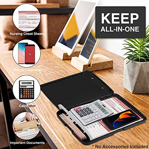 Black Sooez Clipboard with Storage & Pen Holder - High Capacity Letter & A4 Organizer