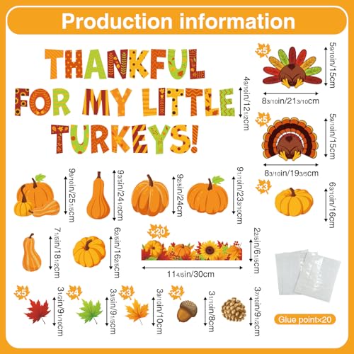 Thanksgiving Turkey Bulletin Board Decorations Set Thankful for My Little Turkeys Bulletin Board Fall Turkey Pumpkins Leaves Thanksgiving Classroom Decorations DIY Craft Photo