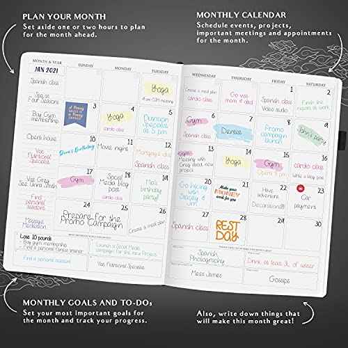 Legend Planner PRO Hourly Schedule - Weekly & Daily Organizer with Time Slots. Appointment Book Journal for Work & Personal, A4 (Black)