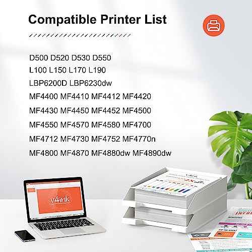 v4ink Compatible Toner Cartridge Replacement for Canon 128 CRG128 Toner Cartridge for Canon ImageCLASS D530 D550 LBP6230DW MF4770N MF4890DW MF4880DW Faxphone L100 L190 Laser Printer(Black,4-Pack)