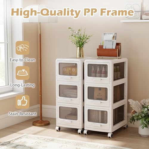 Giantex 3-Tier Rolling Storage Cart - 3-Drawer Utility Cart with Lockable Wheels