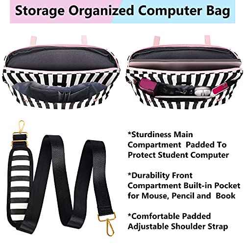 MATEIN Laptop Bag for Women, 17 inch Cute Computer Briefcase Laptop Carrying Case, Lightweight Messenger Sleeves Shoulder Work Tote Bag with Bow & RFID Pocket Gifts for College Office Business, Pink