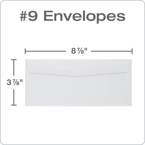 Quality Park #9 Envelopes, Letter Size White Mailing Envelopes, 3-7/8 x8-7/8 Inch, No Window Business Envelopes, Gummed Closure, 500/Box (QUA90090)