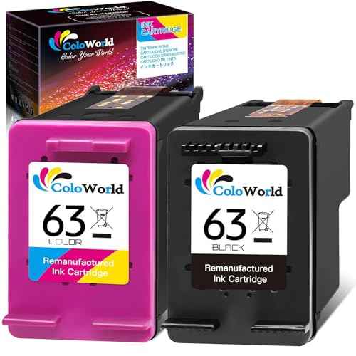 ColoWorld Remanufactured 63 Ink Cartridges Replacement for 63XL Ink Cartridge Combo Pack Black Color Compatible for 4520 3634 3830 5252 4650 5258 4655 4652 3636 3630 Printer