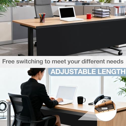 Tegeme 48-Inch Black Under Desk Privacy Panel with Cable Management Self-Adhesive Skirt
