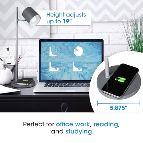 OttLite LED Desk Lamp with Wireless Charger, Good Housekeeping, Modern Book Light, Reading Light, Adjustable, Dimmable, Designed to Reduce Eyestrain, Great Desk Lamps for Home Office