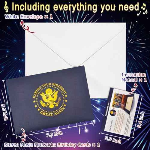 3D Pop-Up Birthday Card with Music & Light ? President¡¯s Voice Funny Greeting, Happy Birthday Song & Blow-Out Candle Effect ? Unique Gift for Him & Her