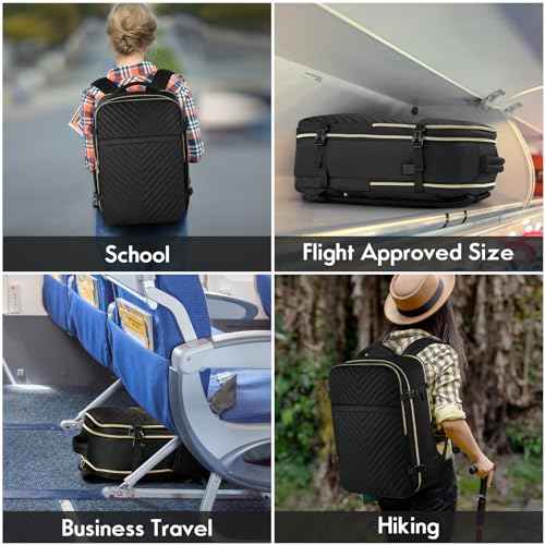MOMUVO Carry On Backpack for Women,Flight Approved Large Travel Laptop Backpack Water Resistant Luggage Travel Bag for Weekender Business, Black-1
