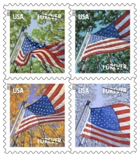 USPS Forever Flag Stamps - All Seasons Pack of 100 Self-Adhesive First-Class Mail