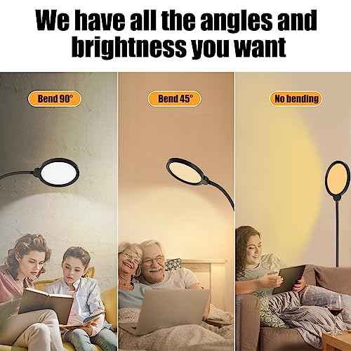 LED Floor Lamp, Reading Light, Bright Modern Tall Lamp, 3 Color Temperatures & Brightness, Adjustable Gooseneck Standing Lamp with Remote & Touch Control for Living Room, Bedroom, Office