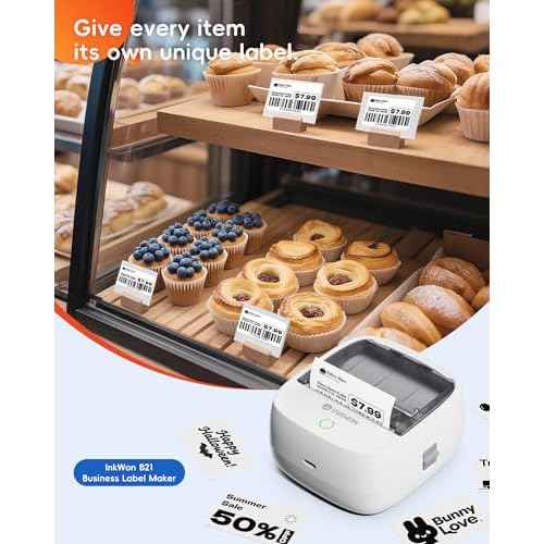 B21 Label Maker Machine with 3 Tapes, 2-Inch Wide Waterproof Tape, Bluetooth Portable Label Maker for Small Business, Office, Home, School Organization