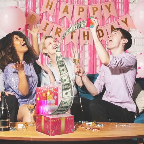 Surprise Musical Pop Up Birthday Card, Money Roll Pull Box, Cash Gift Box for Women, Girls