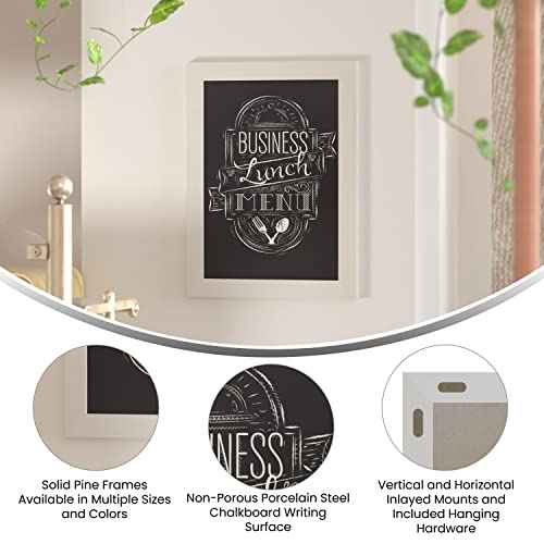HBCY Creations 20" X 30" Matte White Solid Wood Frame Wall Chalkboard, Magnetic Surface, Home D?cor, Restaurant & Caf? Menus, Blackboard, Includes Chalk, Eraser & Hanging Hardware