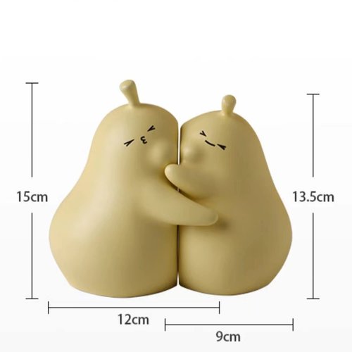 Linxia Pear Bookends Vanilla White Ceramic Creative Bookends for Shelves Book Holder Stopper for Books/Movies/CDs/Video Games (1 Pairs) Hug style