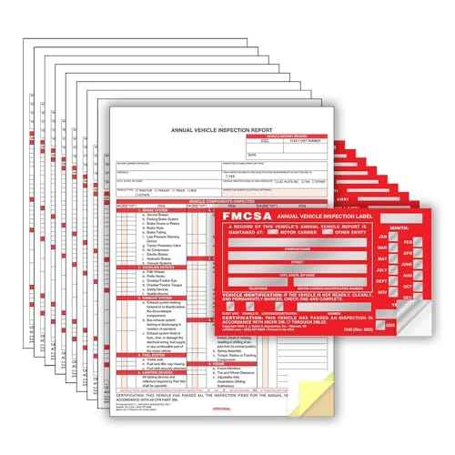 J. J. Keller 10-Pack, Annual Vehicle Inspection Report Form & Red FMCSA Label Aluminum, 3-Ply Carbonless Form, DOT Compliant