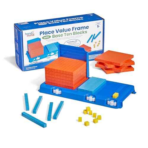 hand2mind Place Value Frame with Base Ten Blocks, Base 10 Blocks, Math Manipulatives Kindergarten, Montessori Math Materials, Counting Cubes, Classroom Supplies for Teacher Elementary
