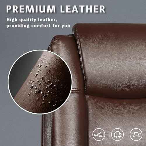 LEMBERI Office Desk Chair, Big and Tall High Back Managerial Executive Computer Chair, Ergonomic Height Adjustable PU Leather Chairs with Cushions Armrest for Long Time Sitting (Brown)