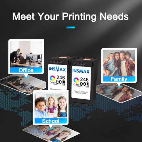 CL-246XL Color Ink Cartridge Remanufactured for Canon 246XL 246 CL-246 Ink for PIXMA MX490 MX492 TS3100 TS3122 TS3300 TS3322 TS3320 MG2522 TR4520 TR4522 TR4500 Printer (2 Tri-Color)