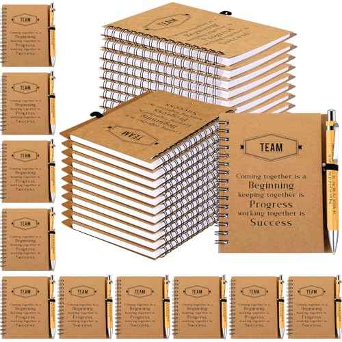 Fulmoon Employee Appreciation Gifts Thank You Gifts Inspirational Spiral Notepads Bulk with Bamboo Pen 3.9 x 5.5 Inch Motivational Notebooks for Coworker Staff Gift (50 Sets)