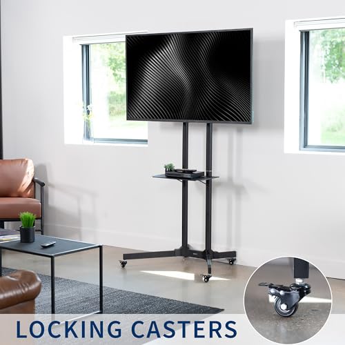 VIVO Mobile TV Cart 32-83 Inch Screen Stand with Adjustable Height & Shelf – Supports 110 lbs
