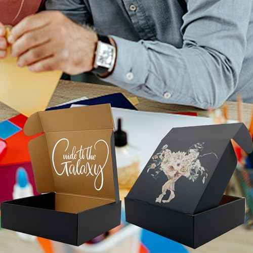 24 Pack 11x9x3 inch Black Shipping Boxes £¬Cardboard Packaging Boxes for Mailing Shipping Corrugated Cardboard Boxes for Packaging Small Business Craft Flat Shipping Boxes Empty Gifts Giving Products