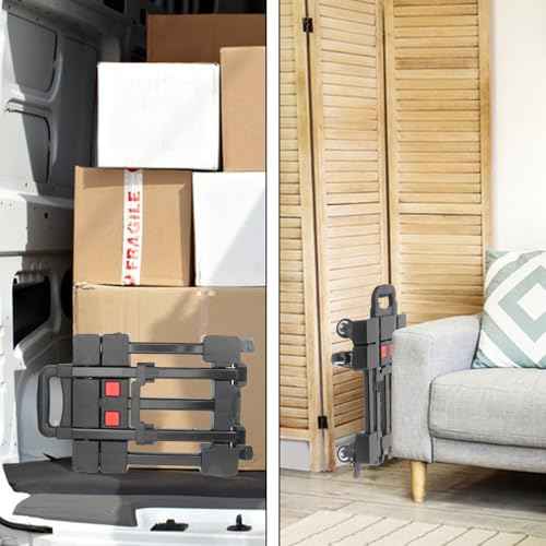6-Wheel Black Folding Hand Truck, 440 lbs Heavy Duty Dolly, Collapsible Dolly Cart, Portable Platform Cart with 2 Elastic Ropes, Foldable Dolly Cart for Moving, Travel