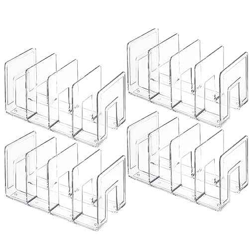 4Pack Clear Acrylic File Sorter, 4 Large Slots Desk Organizer, Desktop File Folder Holder Organizer, Office Storage Stand Rack for Book, Purse, Handbag, Envelopes, Mail, Document, Notebook