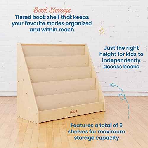 ECR4Kids Single-Sided Book Display, Classroom Bookshelf, Natural